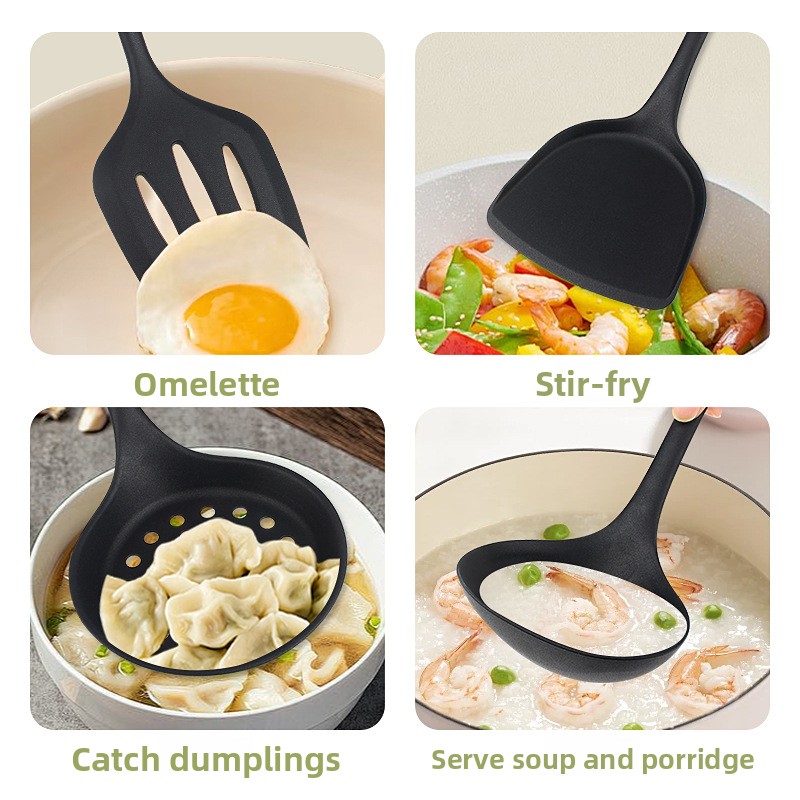 Home Cooking Chinese - Silikon Çin Wok Spatulası Kepçesi, Yapışmaz