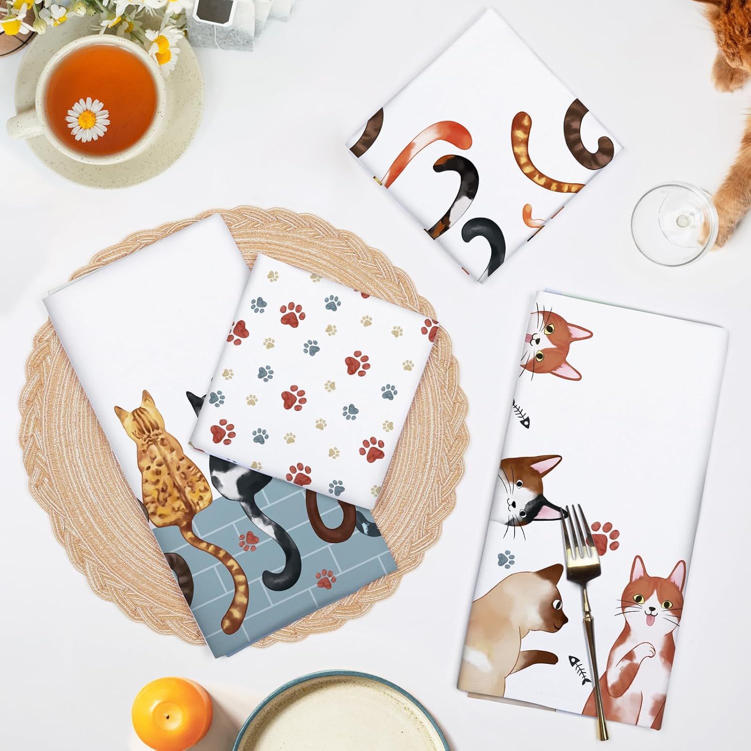 4 Adet, Kedi Pati Baskılı Kuyr - Home Cooking Is The Best incelemesi ve fiyatı